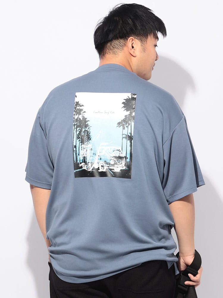 Tシャツ 半袖 メンズ 大きいサイズ ヒヤテック 冷感ポンチ バックプリント クルーネック トップス 接触冷感 プリント 春 夏