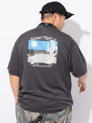 Tシャツ 半袖 メンズ 大きいサイズ ヒヤテック 冷感ポンチ バックプリント クルーネック トップス 接触冷感 プリント 春 夏