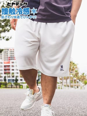 【WEB限定価格】ショートパンツ メンズ 大きいサイズ ヒヤテック 接触冷感 ストレッチ ソフトタッチ ボトムス ハーフパンツ 刺繍
