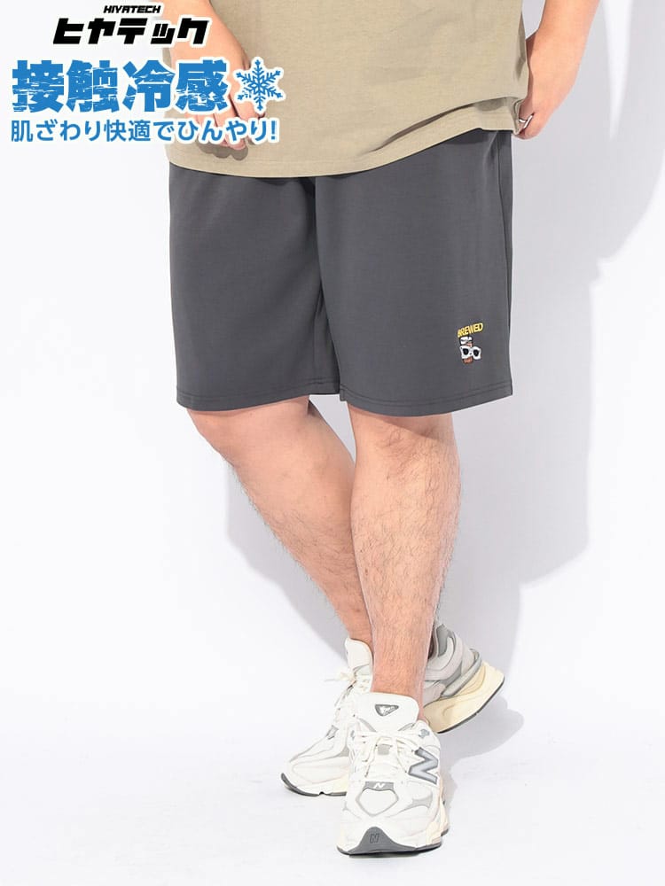 【WEB限定価格】ショートパンツ メンズ 大きいサイズ ヒヤテック 接触冷感 ストレッチ ソフトタッチ ボトムス ハーフパンツ 刺繍
