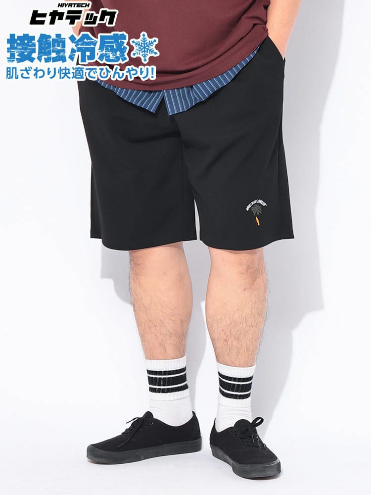【WEB限定価格】ショートパンツ メンズ 大きいサイズ ヒヤテック 接触冷感 ストレッチ ソフトタッチ ボトムス ハーフパンツ 刺繍