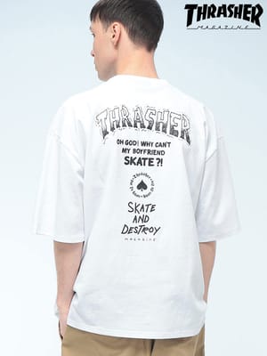 THRASHER (スラッシャー) Tシャツ 半袖 Tour Logo ビッグシルエット オーバーサイズ ロゴ刺繍 クルーネック カットソー ユニセックス