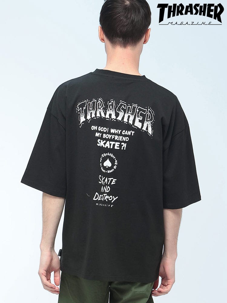 THRASHER (スラッシャー) Tシャツ 半袖 Tour Logo ビッグシルエット オーバーサイズ ロゴ刺繍 クルーネック カットソー ユニセックス