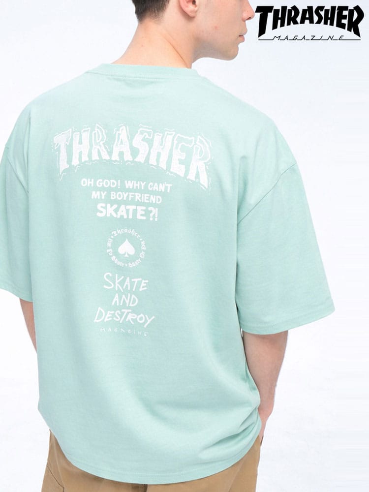 THRASHER (スラッシャー) Tシャツ 半袖 Tour Logo ビッグシルエット オーバーサイズ ロゴ刺繍 クルーネック カットソー ユニセックス