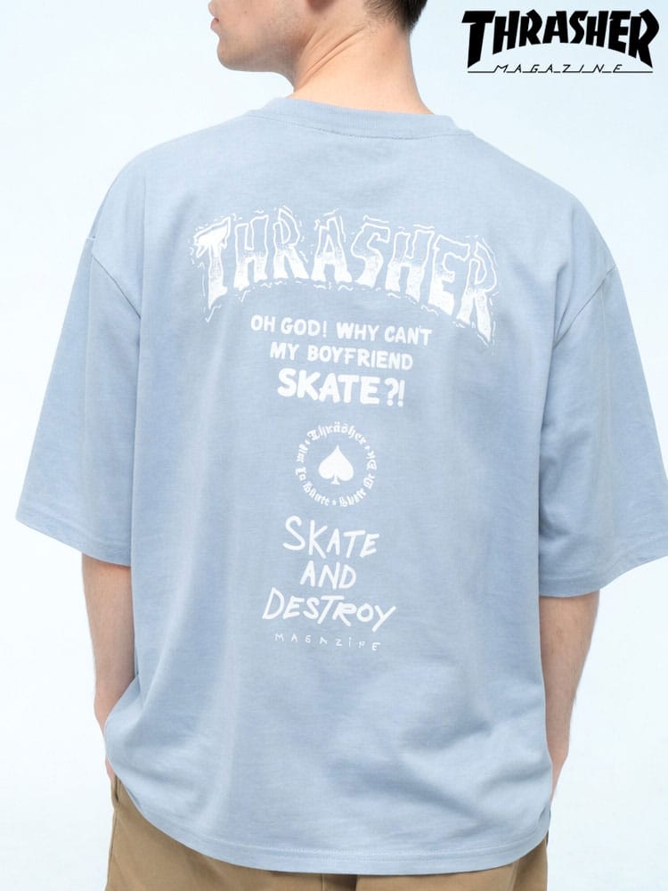 THRASHER (スラッシャー) Tシャツ 半袖 Tour Logo ビッグシルエット オーバーサイズ ロゴ刺繍 クルーネック カットソー ユニセックス