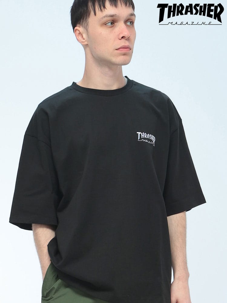 THRASHER (スラッシャー) ワンポイント ロゴ刺繍 Tシャツ 半袖 ビッグ 