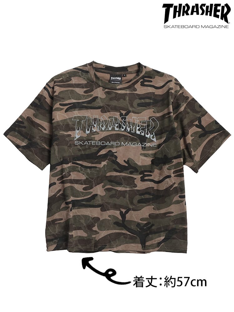 THRASHER (スラッシャー) Tシャツ 半袖 綿100％ レオパード柄 迷彩柄 クルーネック カットソー TH26SU05D12 ユニセックス