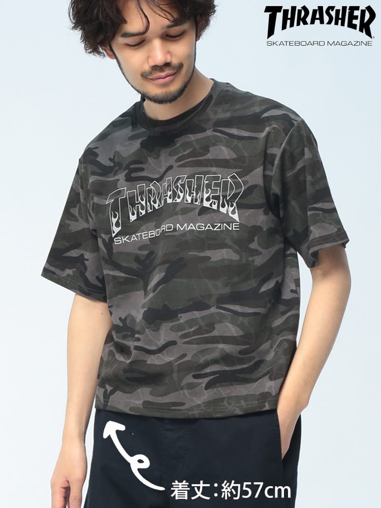 THRASHER (スラッシャー) Tシャツ 半袖 綿100％ レオパード柄 迷彩柄 クルーネック カットソー TH26SU05D12 ユニセックス
