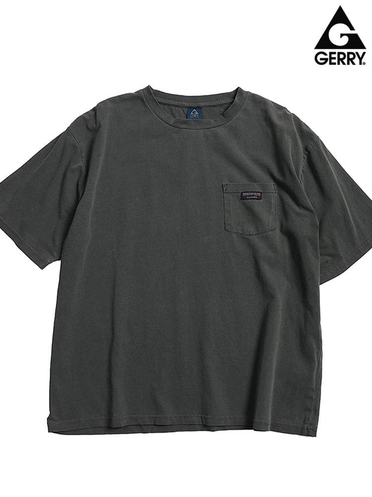 GERRY (ジェリー) Tシャツ 半袖 綿100％ 天竺 胸ポケット ブランドロゴ ヴィンテージ加工 クルーネック カットソー GE26SU05 ユニセックス