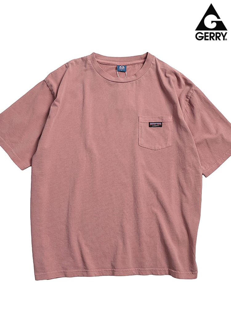 GERRY (ジェリー) Tシャツ 半袖 綿100％ 天竺 胸ポケット ブランドロゴ ヴィンテージ加工 クルーネック カットソー GE26SU05 ユニセックス