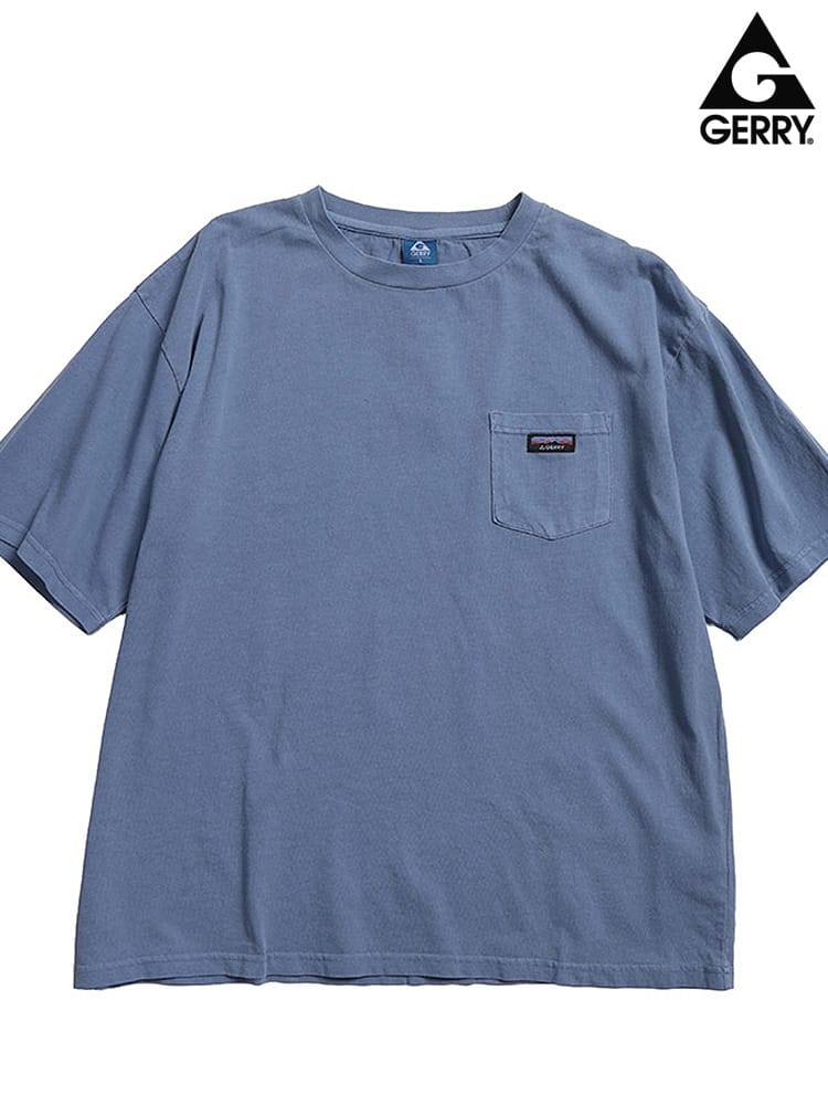 GERRY (ジェリー) Tシャツ 半袖 綿100％ 天竺 胸ポケット ブランドロゴ ヴィンテージ加工 クルーネック カットソー GE26SU05 ユニセックス