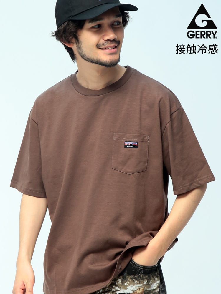 GERRY (ジェリー) Tシャツ 半袖 接触冷感 スラブ 天竺 胸ポケット クルーネック カットソー GE26SU13 ユニセックス