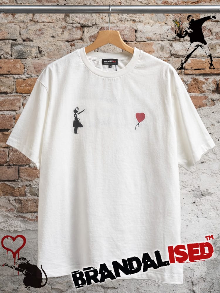 BRANDALISED (ブランダライズド) Tシャツ 半袖 接触冷感 UVカット バンクシー ストレッチ クルーネック カットソー Girl with balloon BR26SU01D12 ユニセックス