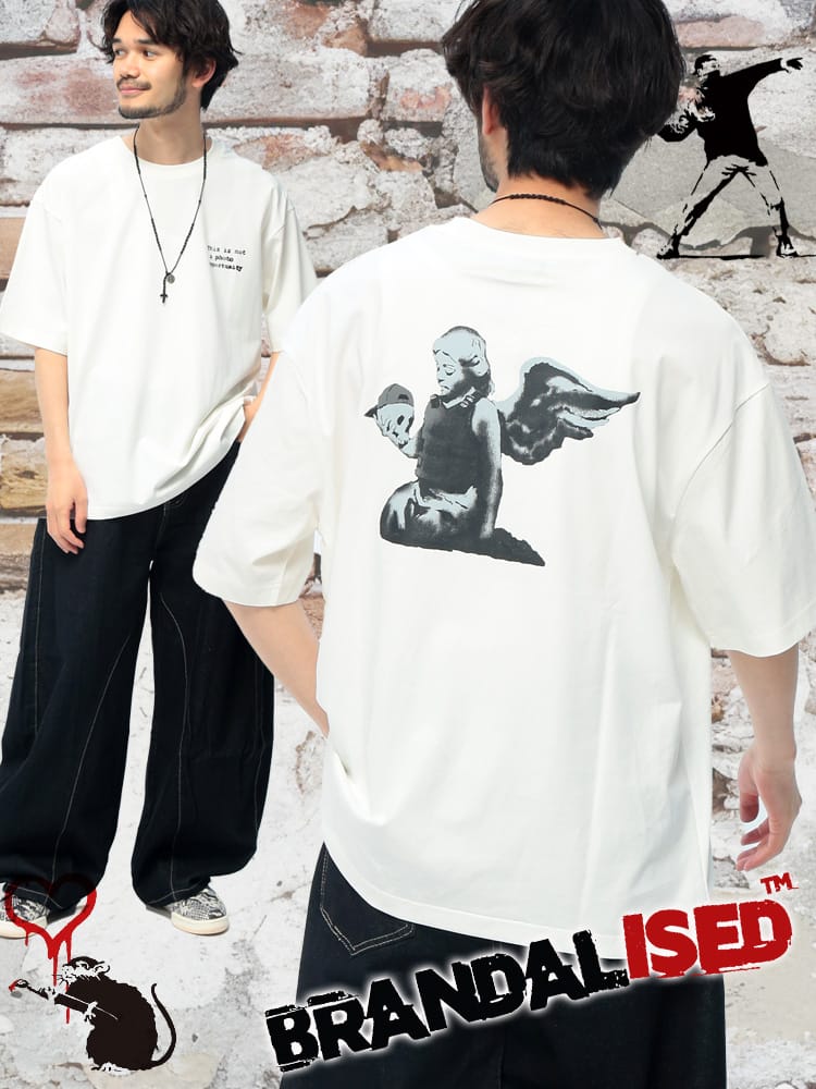 BRANDALISED (ブランダライズド) Tシャツ 半袖 接触冷感 UVカット バンクシー ストレッチ クルーネック カットソー Angel BR26SU02D12 ユニセックス