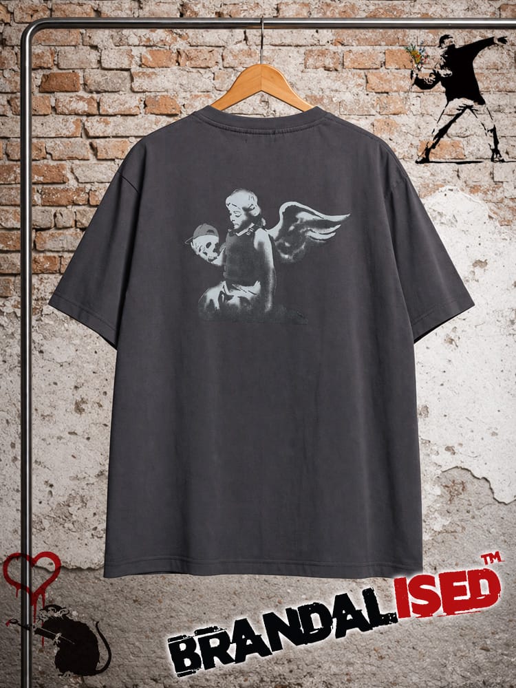 BRANDALISED (ブランダライズド) Tシャツ 半袖 接触冷感 UVカット バンクシー ストレッチ クルーネック カットソー Angel BR26SU02D12 ユニセックス