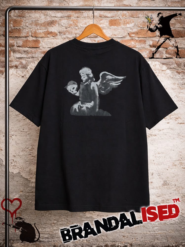 BRANDALISED (ブランダライズド) Tシャツ 半袖 接触冷感 UVカット バンクシー ストレッチ クルーネック カットソー Angel BR26SU02D12 ユニセックス
