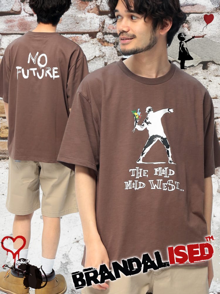 BRANDALISED (ブランダライズド) Tシャツ 半袖 接触冷感 速乾 バンクシー クルーネック カットソー Love is in the Air BR26SU04D12 ユニセックス