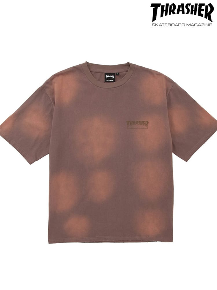 THRASHER (スラッシャー) スプレー加工 バックプリント Tシャツ 半袖 ユニセックス ロゴ クルーネック ドット柄