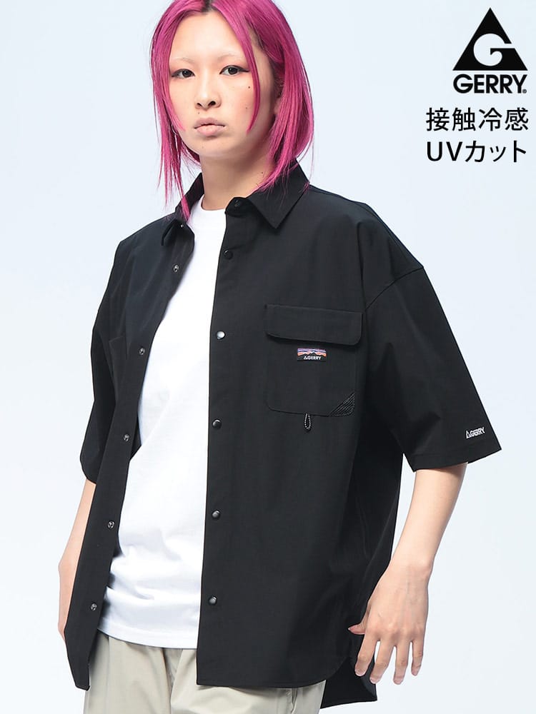 GERRY (ジェリー) 冷感 半袖シャツ ナイロン ユニセックス 両ポケット ストレッチ シャツ
