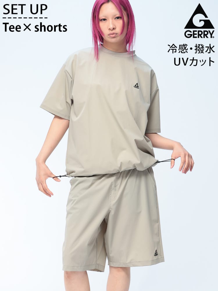 GERRY (ジェリー) 半袖Tシャツ ショートパンツ セットアップ 撥水 冷感 ストレッチ ナイロン 上下セット ユニセックス