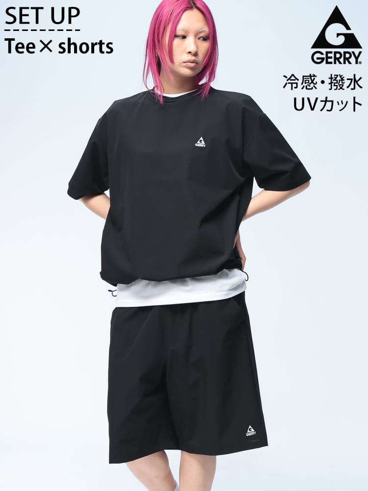 GERRY (ジェリー) 半袖Tシャツ ショートパンツ セットアップ 撥水 冷感 ストレッチ ナイロン 上下セット ユニセックス