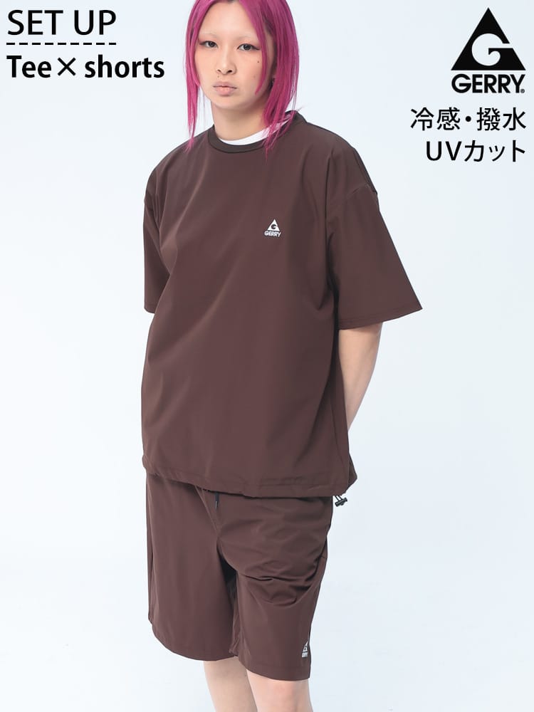 GERRY (ジェリー) 半袖Tシャツ ショートパンツ セットアップ 撥水 冷感 ストレッチ ナイロン 上下セット ユニセックス