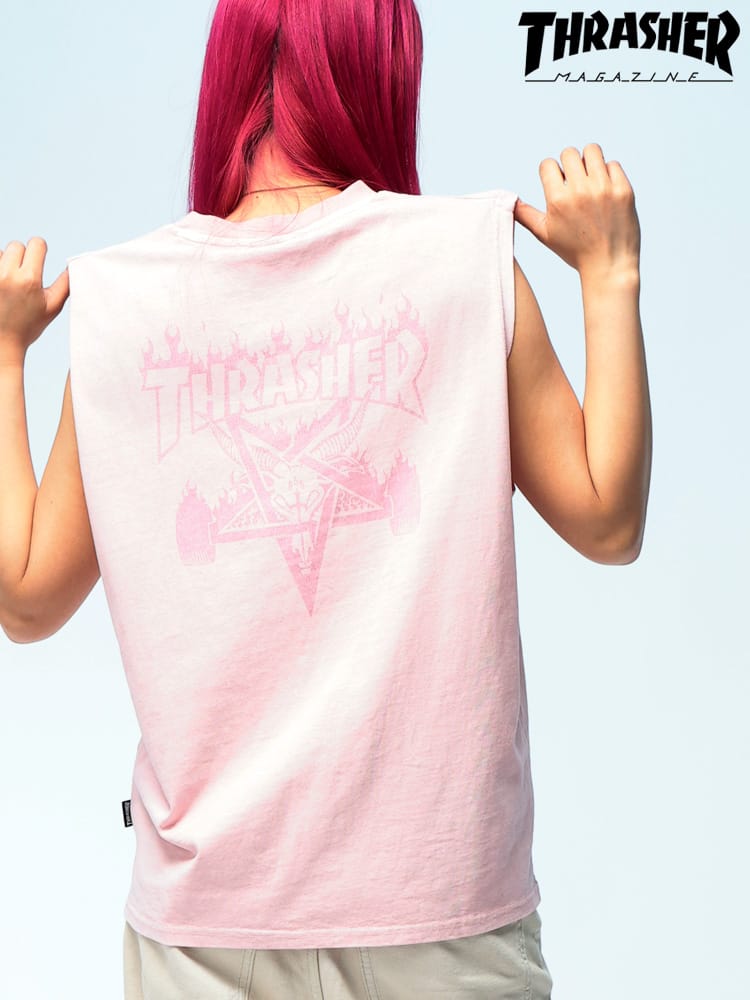 THRASHER (スラッシャー) ノースリーブ Tシャツ ピグメント バックプリント ユニセックス
