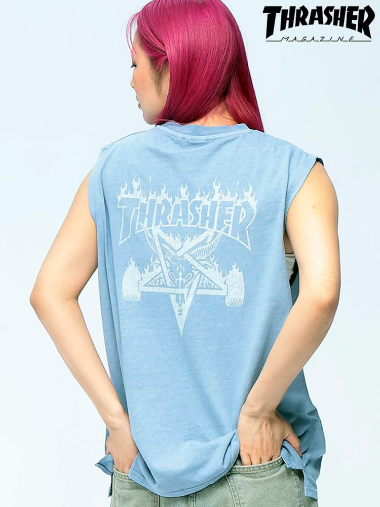 THRASHER (スラッシャー) ノースリーブ Tシャツ ピグメント バックプリント ユニセックス
