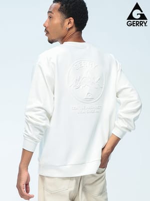 GERRY (ジェリー) 立体ロゴ 長袖 スウェット Tシャツ ロンT メンズ ユニセックス ダンボールニット ロゴ 刺繍 ストレッチ カットソー