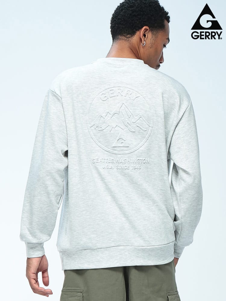 GERRY (ジェリー) 立体ロゴ 長袖 スウェット Tシャツ ロンT メンズ レディース ダンボールニット ロゴ 刺繍 ストレッチ カットソー