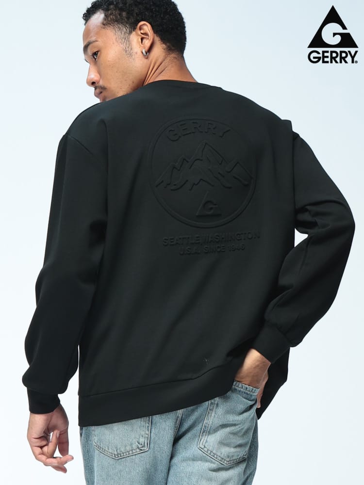 GERRY (ジェリー) 立体ロゴ 長袖 スウェット Tシャツ ロンT メンズ レディース ダンボールニット ロゴ 刺繍 ストレッチ カットソー