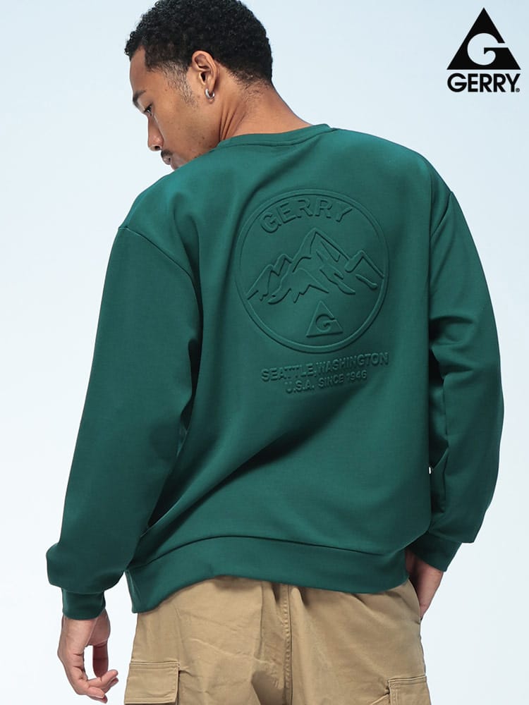 GERRY (ジェリー) 立体ロゴ 長袖 スウェット Tシャツ ロンT メンズ レディース ダンボールニット ロゴ 刺繍 ストレッチ カットソー