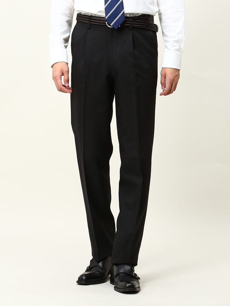 スラックス2本同時購入2200円引き対象商品 NOBLEMAN ノーブルマン 裏起毛 ウエストアジャスター チェック ワンタック スラックス 防寒 節電 オフィス冬パンツ 暖パンツ ウォームパンツ 洗える 秋冬