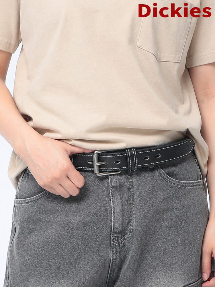 Dickies (ディッキーズ) 40mm ローラーバックル ステッチ ベルト 無地 合成皮革 ベルト ユニセックス
