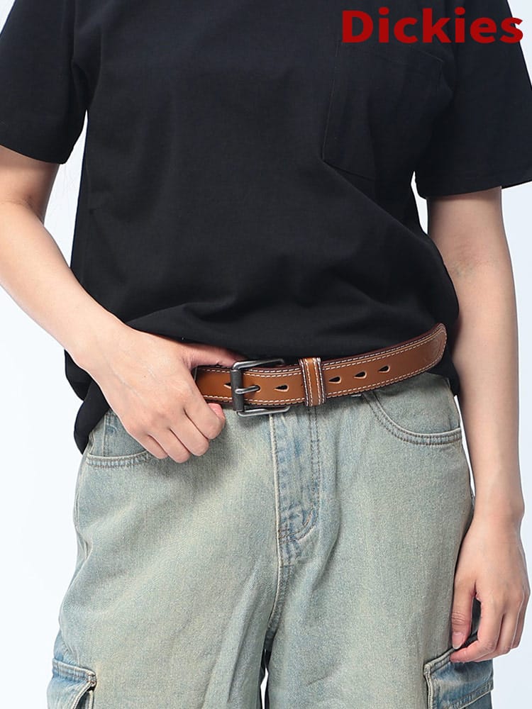 Dickies (ディッキーズ) 40mm ローラーバックル ステッチ ベルト 無地 合成皮革 ベルト ユニセックス