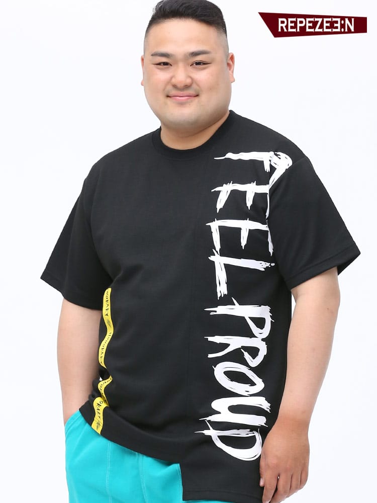 大きいサイズ メンズ REPEZEE:N (レペゼン) ドッキング プリント クルーネック 半袖 Tシャツ