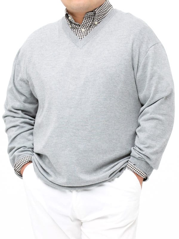 大きいサイズ メンズ B＆T CLUB (ビーアンドティークラブ) 快ラクWEAR ストレッチ カシミヤ混 Vネック 長袖 セーター
