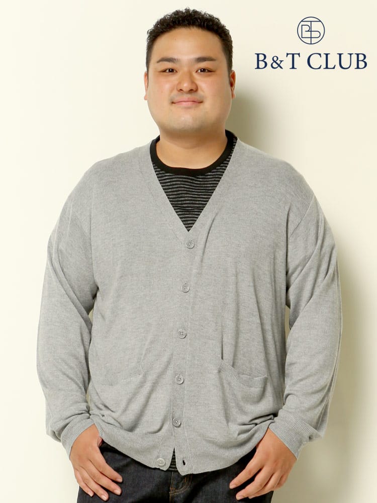 大きいサイズ メンズ B＆T CLUB (ビーアンドティークラブ) 快ラクWEAR ストレッチ カシミヤ混 Vネック 長袖 カーディガン