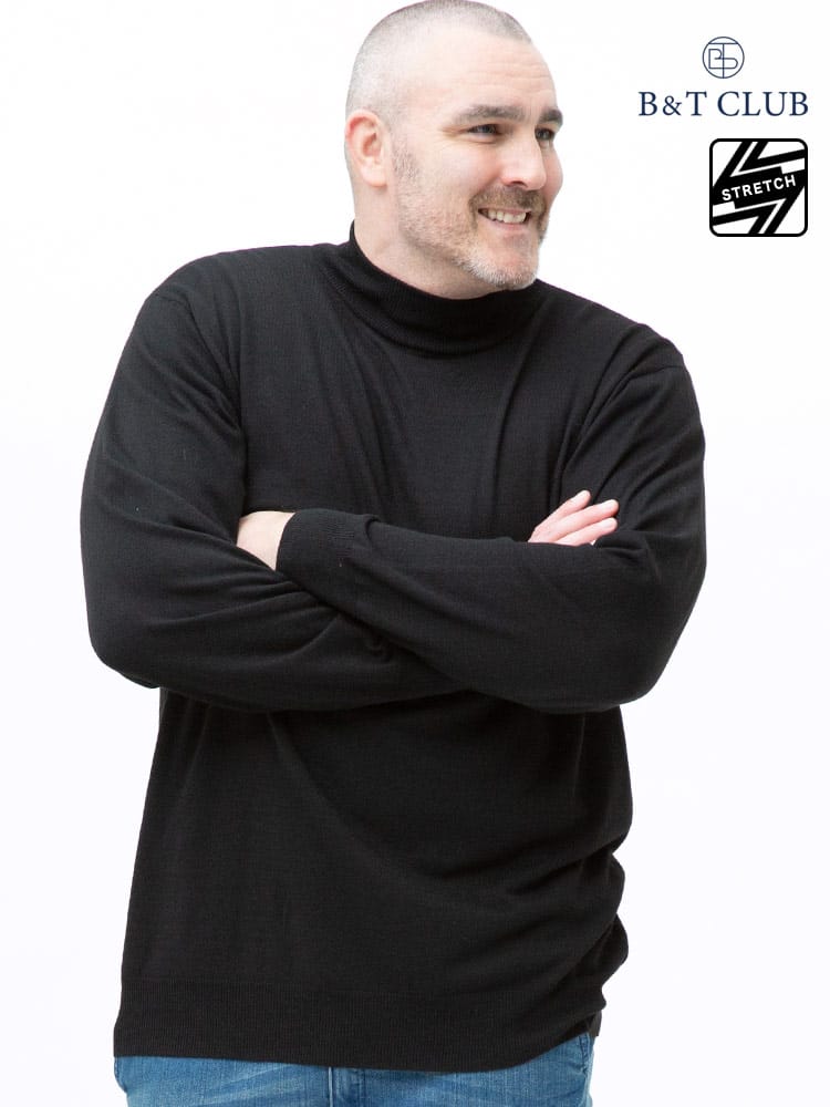 大きいサイズ メンズ B＆T CLUB (ビーアンドティークラブ) 快ラクWEAR カシミヤ混 ハイネック 長袖 セーター