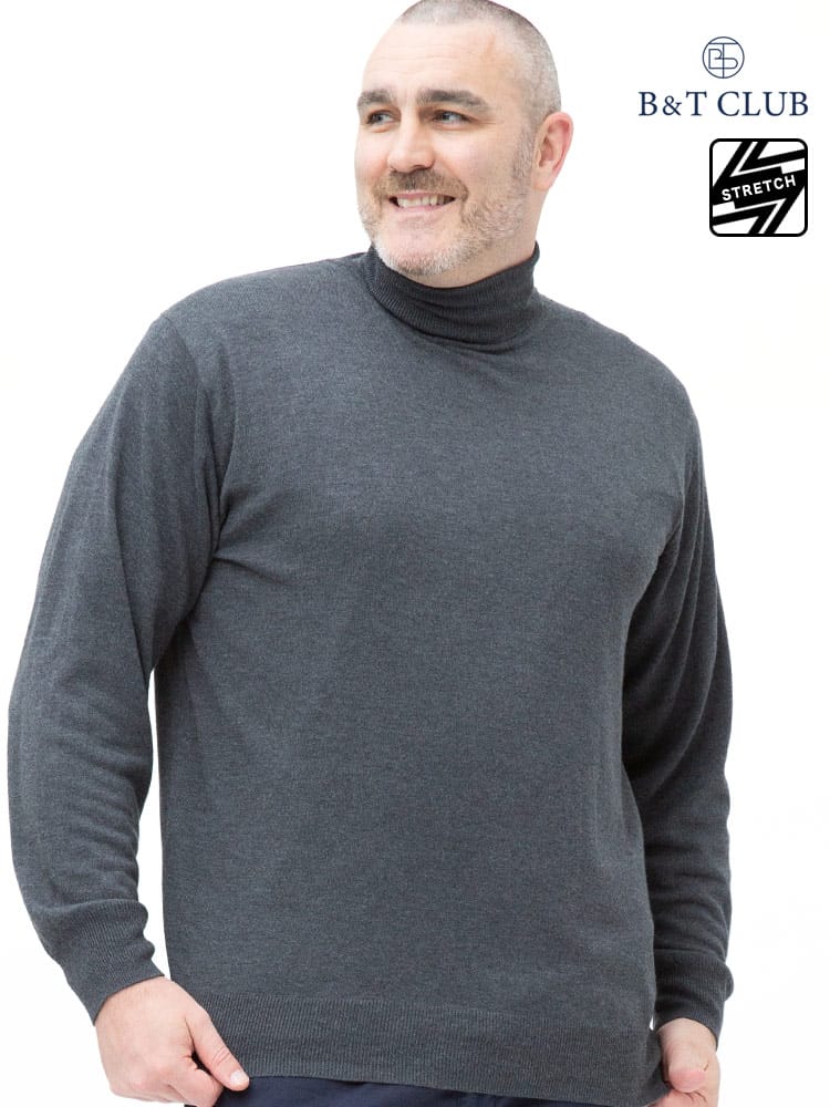 大きいサイズ メンズ B＆T CLUB (ビーアンドティークラブ) 快ラクWEAR カシミヤ混 タートルネック 長袖 セーター