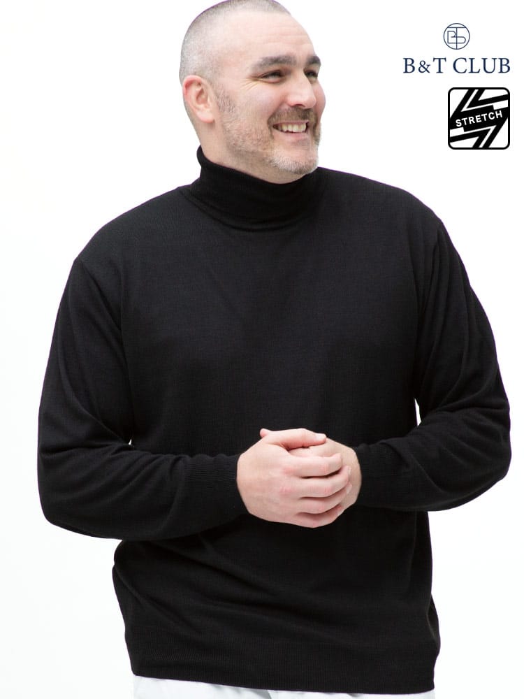 大きいサイズ メンズ B＆T CLUB (ビーアンドティークラブ) 快ラクWEAR カシミヤ混 タートルネック 長袖 セーター