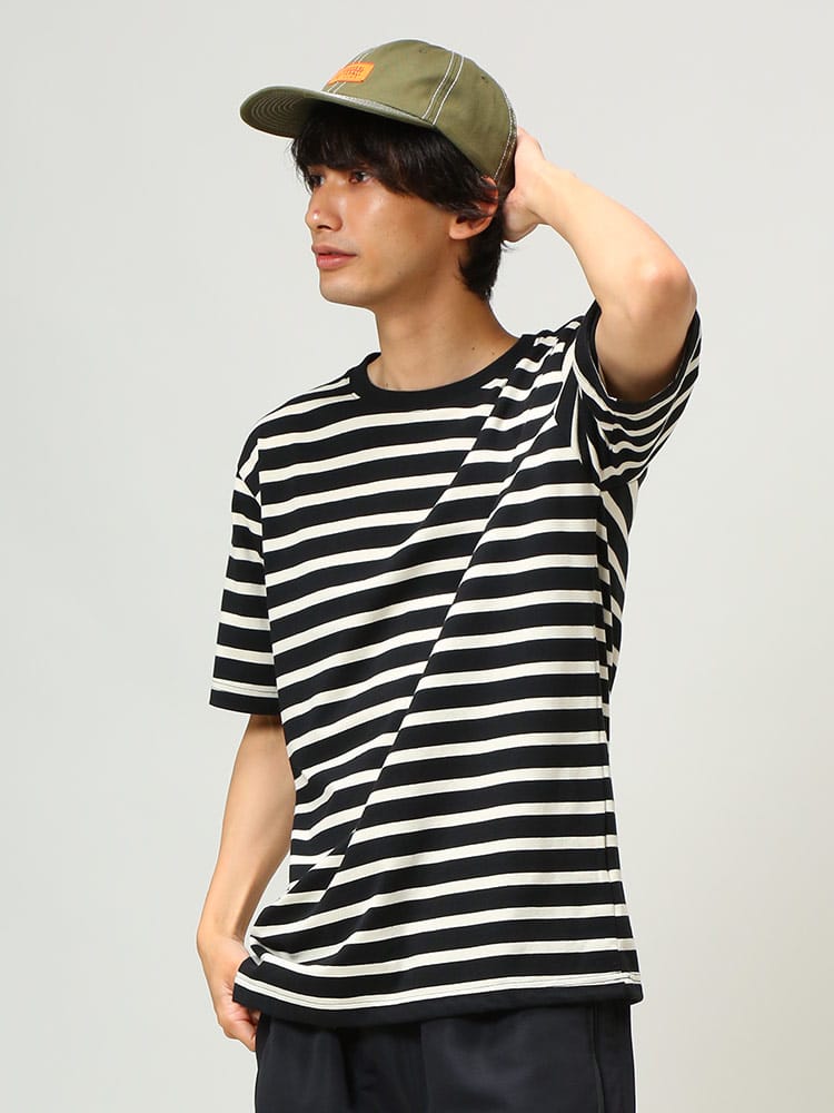 S＆SONS (エスアンドサンズ) 天竺 先染めボーダー クルーネック 半袖 Tシャツ