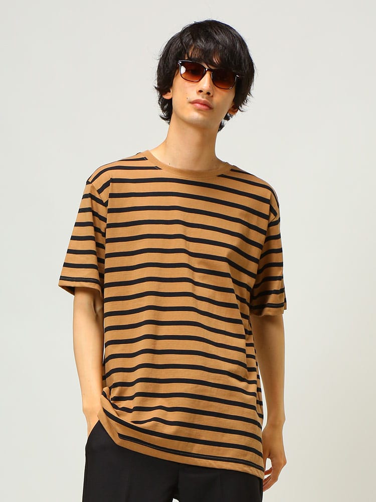 S＆SONS (エスアンドサンズ) 天竺 先染めボーダー クルーネック 半袖 Tシャツ