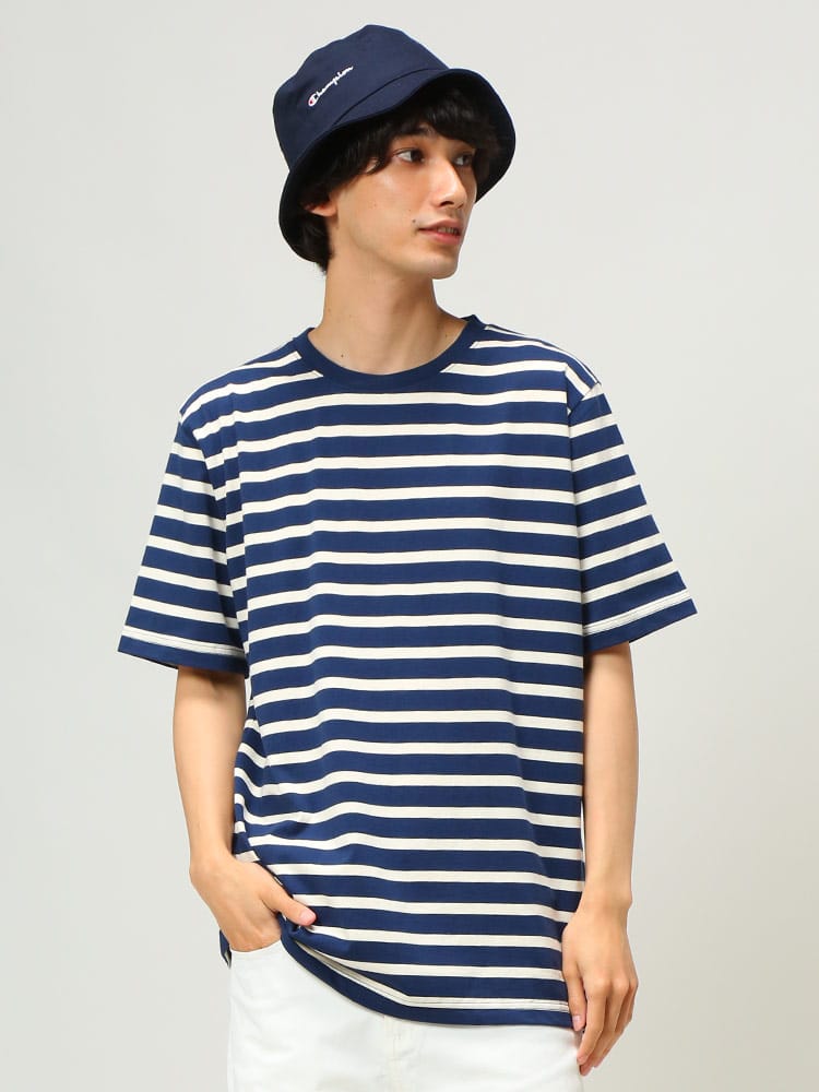 S＆SONS (エスアンドサンズ) 天竺 先染めボーダー クルーネック 半袖 Tシャツ