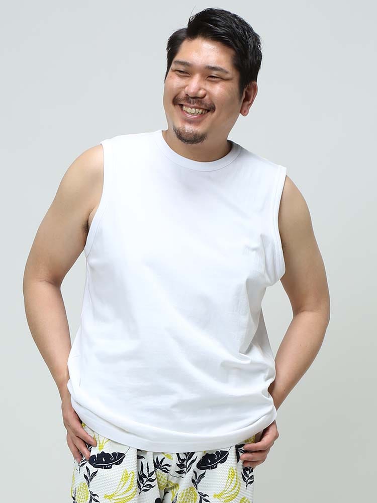 大きいサイズ メンズ B＆T CLUB (ビーアンドティークラブ) 綿100％ 天竺 クルーネック ノースリーブ Tシャツ