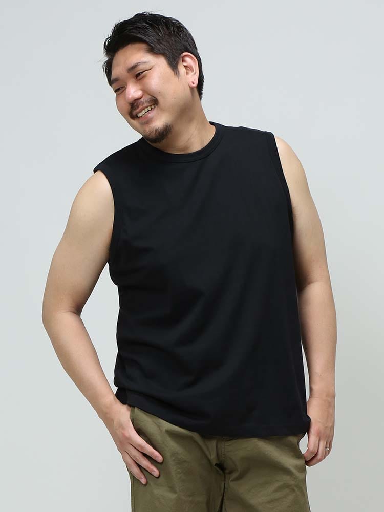 大きいサイズ メンズ B＆T CLUB (ビーアンドティークラブ) 綿100％ 天竺 クルーネック ノースリーブ Tシャツ