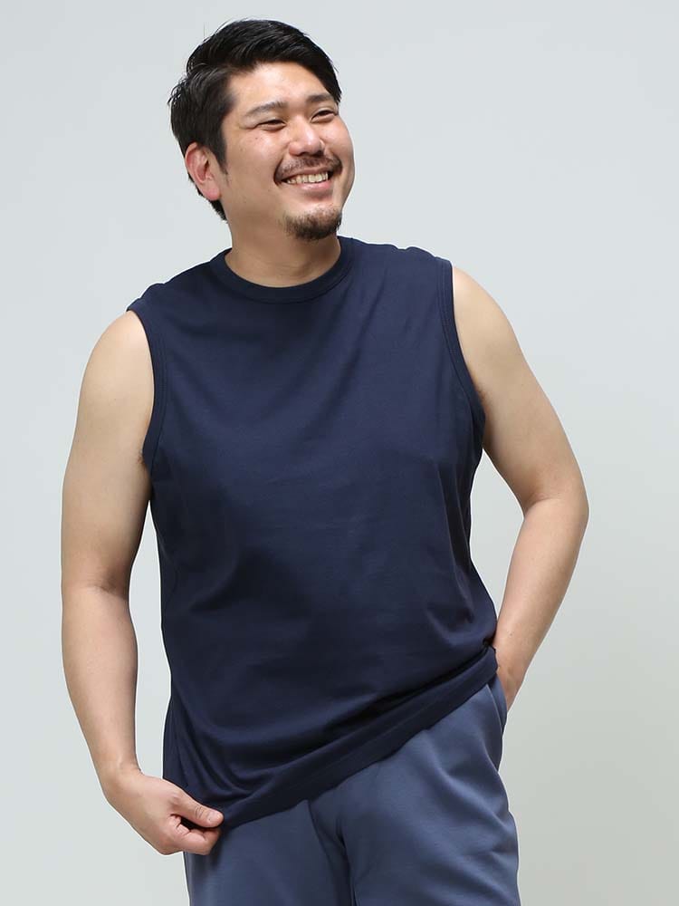 大きいサイズ メンズ B＆T CLUB (ビーアンドティークラブ) 綿100％ 天竺 クルーネック ノースリーブ Tシャツ
