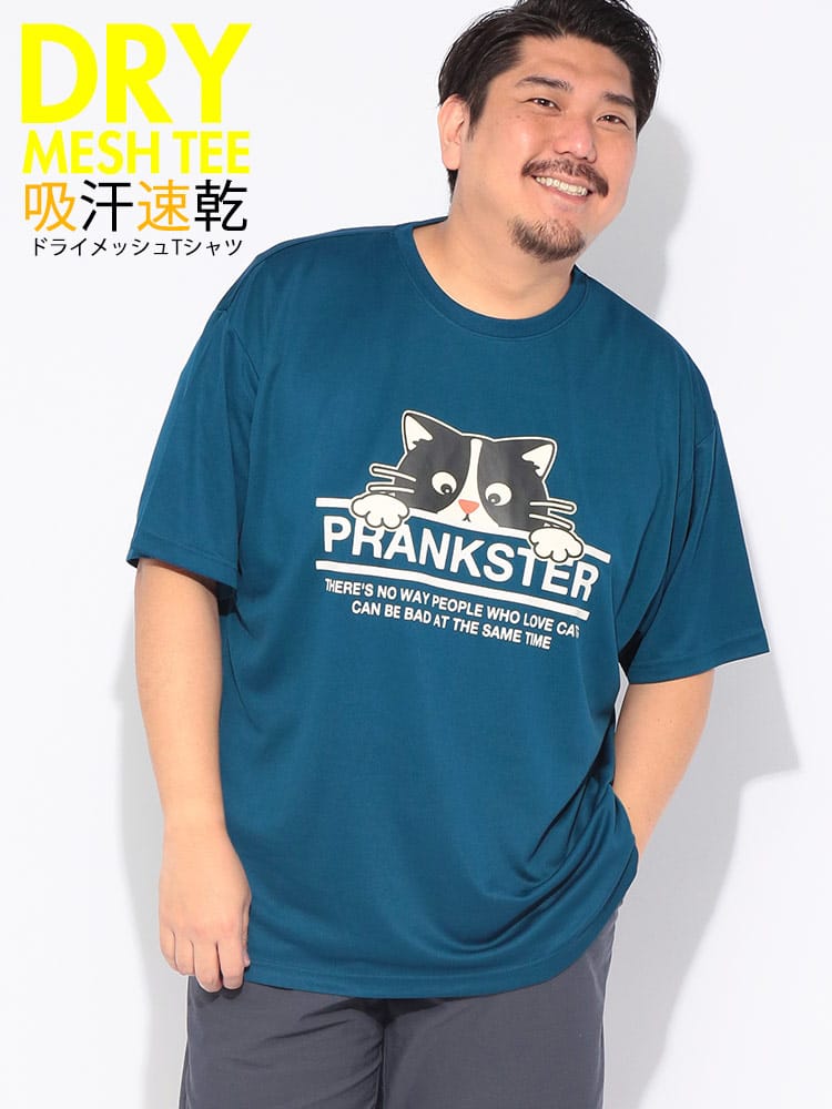 EC限定商品 半袖 Tシャツ 吸水速乾 DRYメッシュ クルーネック ドライ プリント 大きいサイズ メンズ