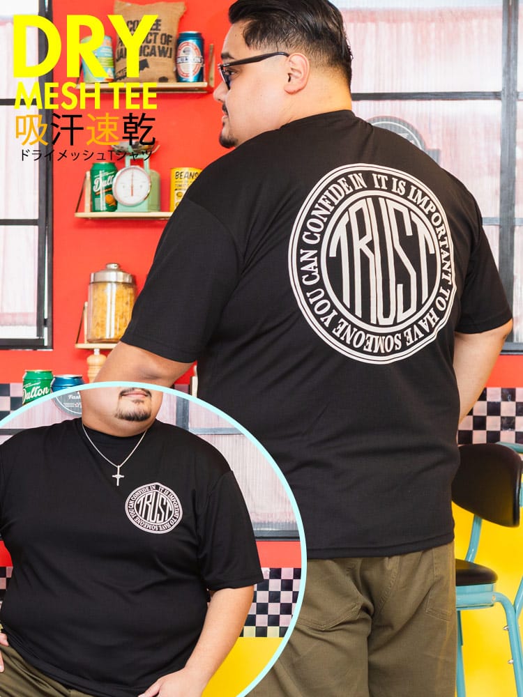 EC限定商品 半袖 Tシャツ 吸水速乾 DRYメッシュ クルーネック ドライ プリント 大きいサイズ メンズ