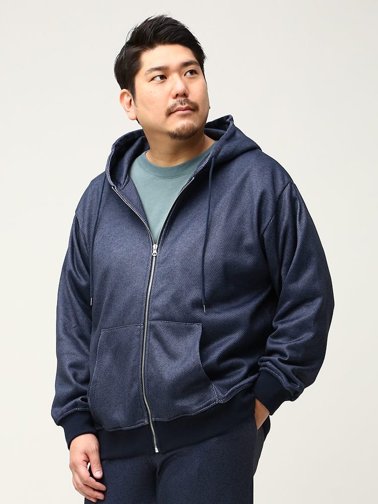 大きいサイズ メンズ B＆T CLUB (ビーアンドティークラブ) 裏起毛 ニットフリース 総柄 フルジップ パーカー 保温性抜群 防寒対策 節電対策 部屋用 オフィス 節電 仕事用 機能性 アウトドア